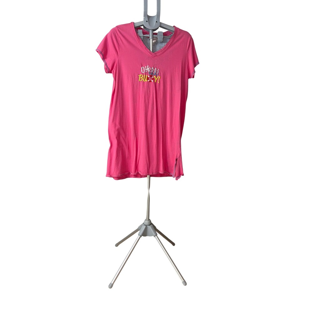 Rene Rofe Pink Cotton Oh Buoy V-Neck Sleep Shirt Nightgown XL